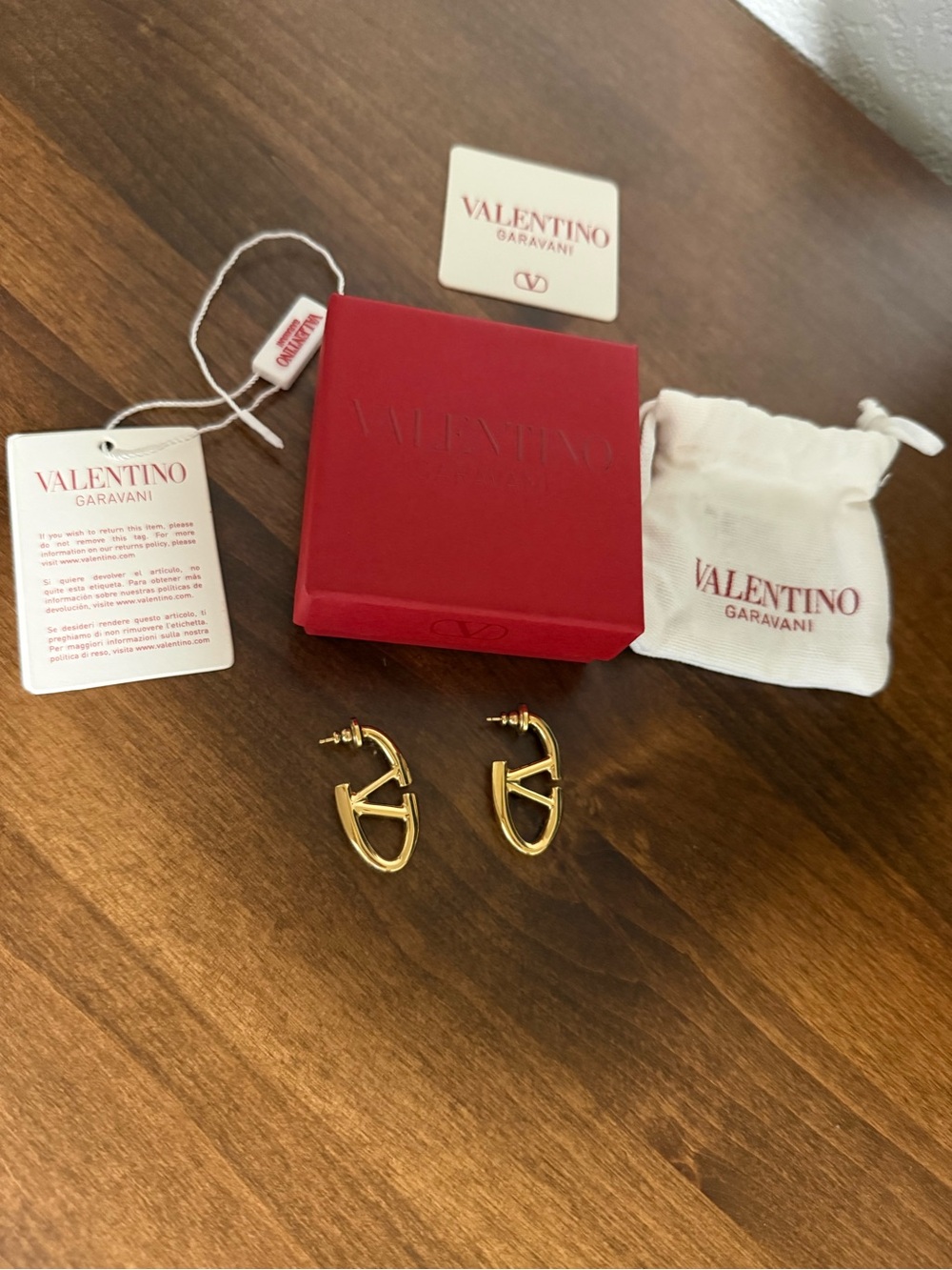 Valentino Garavani Gold VLogo Hoop Earrings